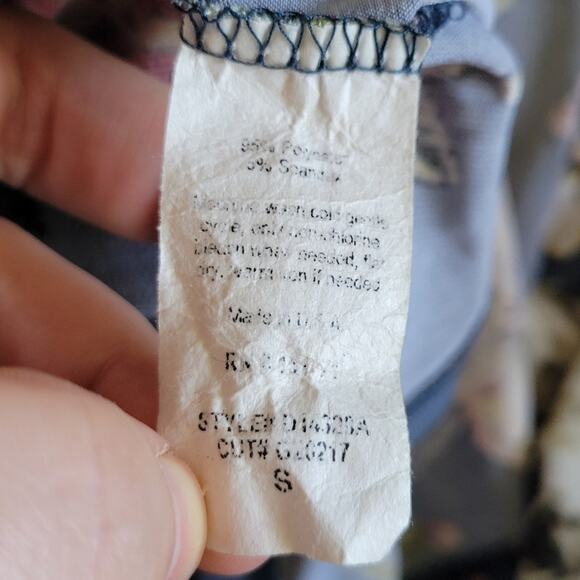 Small Gilli Slate Blue Floral A-line Dress With Bows On 3/4 Sleeve - Picture 4 of 4